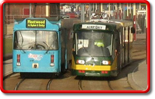 Centenary and City Class trams in Blackpool